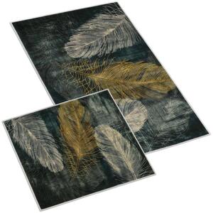 Bellatex koupelnové předložky 3D tisk sada BEZ VÝKROJE sada 60x100, 60x50 cm Pírko