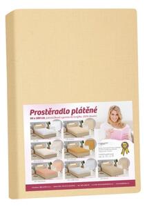 Bellatex Prostěradlo plátěné s gumou 90x200 cm okrová