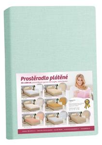 Bellatex Prostěradlo plátěné s gumou 90x200 cm mentol