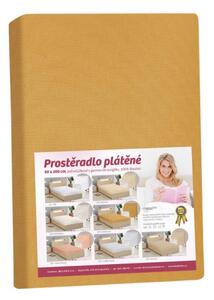 Bellatex Prostěradlo plátěné s gumou 90x200 cm hořčicová