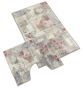 Bellatex koupelnové předložky 3D tisk sada 60x100, 60x50 cm ornament smetanová, černá, růžová