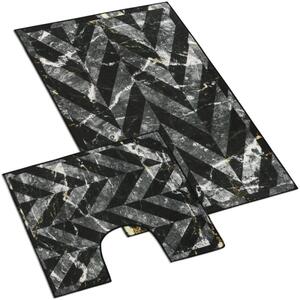 Bellatex koupelnové předložky 3D tisk sada 60x100, 60x50 cm Mramor černá