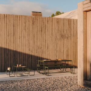 Tmavě zelený kovový zahradní set stolu a lavic Kave Home Sotil