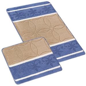 Bellatex koupelnové předložky SADA BANY 60x100 + 60x50 cm bez výkroje Ornament modrá, béžová