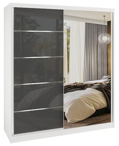 Šatní skříň SERENITY 158 cm Belini černý mat / šedý lesk s posuvnými dveřmi a zrcadlem MGB