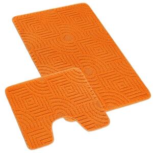 Bellatex koupelnové předložky SADA BANY 60x100 + 60x50 cm s výkrojem Bludiště oranžová