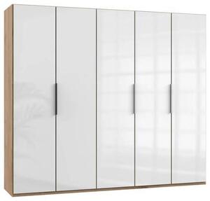 ŠATNÍ SKŘÍŇ S OTOČNÝMI DVEŘMI, barvy dubu, vysoce lesklá bílá, 250/216/58 cm MID.YOU - Šatní skříně, Online Only