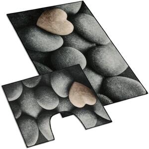 Bellatex koupelnové předložky 3D tisk sada sada 60x100, 60x50 cm Kamen tmavá šedá