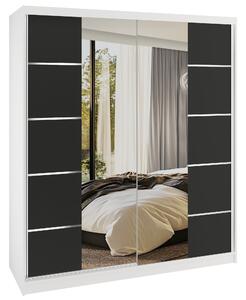 Šatní skříň SERENITY 158 cm Belini bílý mat / černý mat s posuvnými dveřmi a zrcadlem ME