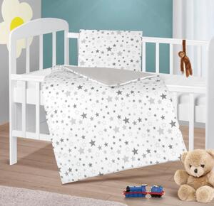 Bellatex Peřinka a polštářek pro kojence 75x100 cm , 42x32 cm Hvězda šedá, bílá