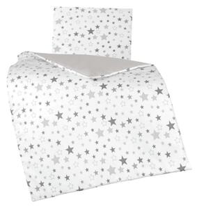 Bellatex Peřinka a polštářek pro kojence 75x100 cm , 42x32 cm Hvězda šedá, bílá
