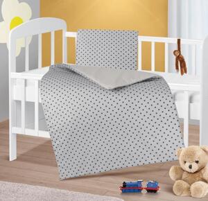 Bellatex Peřinka a polštářek pro kojence 75x100 cm , 42x32 cm Hvězdička malá šedá