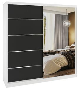 Šatní skříň SERENITY 200 cm Belini bílý mat /černý mat s posuvnými dveřmi a zrcadlem MBP