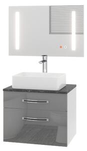 Koupelnový nábytek Belini Premium Full Version šedý lesk Euphoria EUP P 60/0/W/S/0/BK/MB