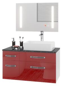Koupelnový nábytek Belini Premium Full Version červený lesk Euphoria EUP P 90L/0/W/R/0/BK/MB