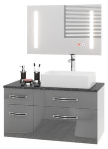 Koupelnový nábytek Belini Premium Full Version šedý lesk Euphoria EUP P 90L/0/W/S/0/BK/MB