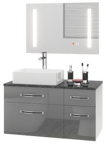Koupelnový nábytek Belini Premium Full Version šedý lesk Euphoria EUP P 90P/0/W/S/0/BK/MB