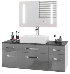 Koupelnový nábytek Belini Premium Full Version šedý lesk Euphoria EUP P 120/0/W/S/0/BK/MB