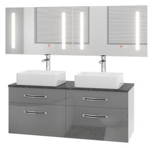 Koupelnový nábytek Belini Premium Full Version šedý lesk Euphoria EUP P 120D/0/W/S/0/BK/MB