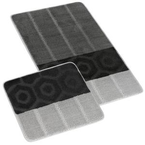 Bellatex koupelnové předložky SADA BANY 60x100 + 60x50 cm bez výkroje Pruh Šedá,Černá