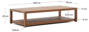 Hnědý teakový konferenční stolek Kave Home Sashi 150 x 70 cm