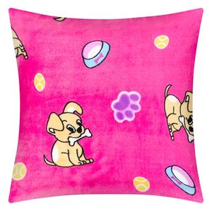 Bellatex Polštářek ELLÍK dětský motiv 35x40 cm Štěňátko Růžová,Béžová