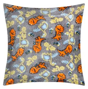 Bellatex Polštářek ELLÍK dětský motiv 35x40 cm Dinosaurus Šedá,Oranžová