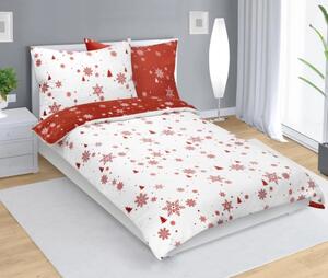 Bellatex Povlečení MIKROFLANEL 140x200, 70x90 cm Vločka Terrakota,Bílá