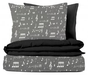 Ervi Bavlněné povlečení oboustranné - Music Style/černé