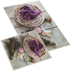 Bellatex koupelnové předložky 3D tisk sada BEZ VÝKROJE sada 60x100, 60x50 cm Levandule