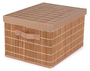 Compactor skládací úložný box s víkem NAGO - L, bambus s látkou, karton, 38 x 28 cm
