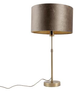 Stolní lampa bronzová se sametovým stínidlem hnědá 35cm - Parte