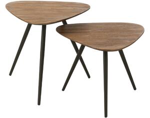 Set dvou hnědých teakových odkládacích stolků J-line Tooky 50/42 cm