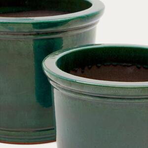 Set dvou zelených keramických zahradních květináčů Kave Home Presili