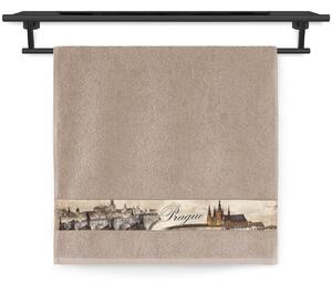 Ručník Veba NORA tisk město Praha nugátová Velikost: 50x100 cm
