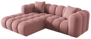 Windsor & Co Růžová sametová rohová pohovka Halley 242 cm, levá