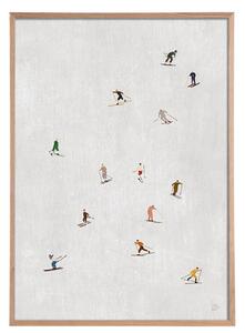 Fine Little Day Plakát Skiers Light Grey - 40 x 50 cm FLD285