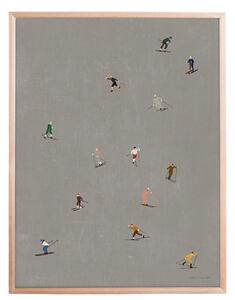 Fine Little Day Plakát Skiers Dark Grey - 40 x 50 cm FLD171