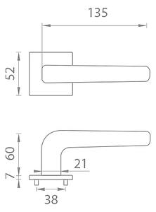 Dveřní kování MP Mela - HR 7S (BS - Černá matná), klika-klika, Bez spodní rozety, MP BS (černá mat)