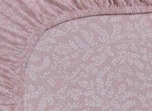 Pip Studio luxusní prostěradlo Leafy Pink 140x200/220, pružná bavlna (Pružné prostěradlo mimořádné kvality)