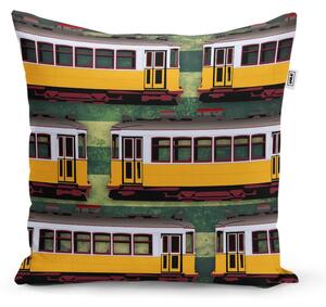 Sablio Polštář Lisabonské historické tramvaje Zelený Pattern - 40x40 cm