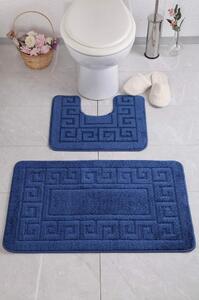 Tmavě modré WC koupelnové předložky v sadě 2 ks Flora – Foutastic