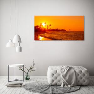 Foto obraz sklo tvrzené Západ slunce pláž osh-112375136