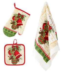 Kuchyňský set TORO vánoční - rukavice, chňapka, utěrka