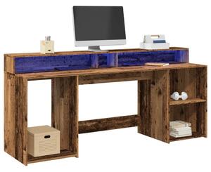 Psací stůl s LED světly old wood 200x55x91 cm kompozitní dřevo 3309445