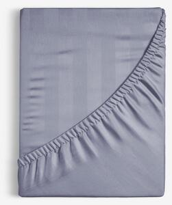 Goldea damaškové napínací prostěradlo - tmavě šedé proužky se saténovým leskem 80 x 160 cm
