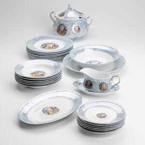 Porcelánová jídelní sada 26 kusů modrá s perleťovou úpravou