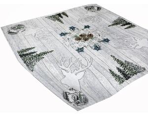 Gobelínový ubrus na stůl Jelen šedý 90x90 cm Chenille IT027 Barva Šedá Rozměry 90x90 cm