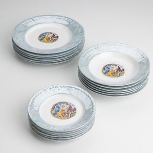 Sada 18x porcelánový talíř mramor modrá