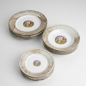 Sada 18x porcelánový talíř mramor hnědá
